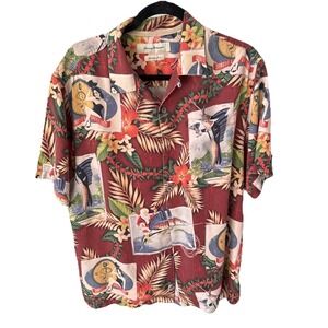 Tommy Bahama Hawaiian Silk Shirt Mens M Christmas Marlin Santa Aloha‎ Hawaii